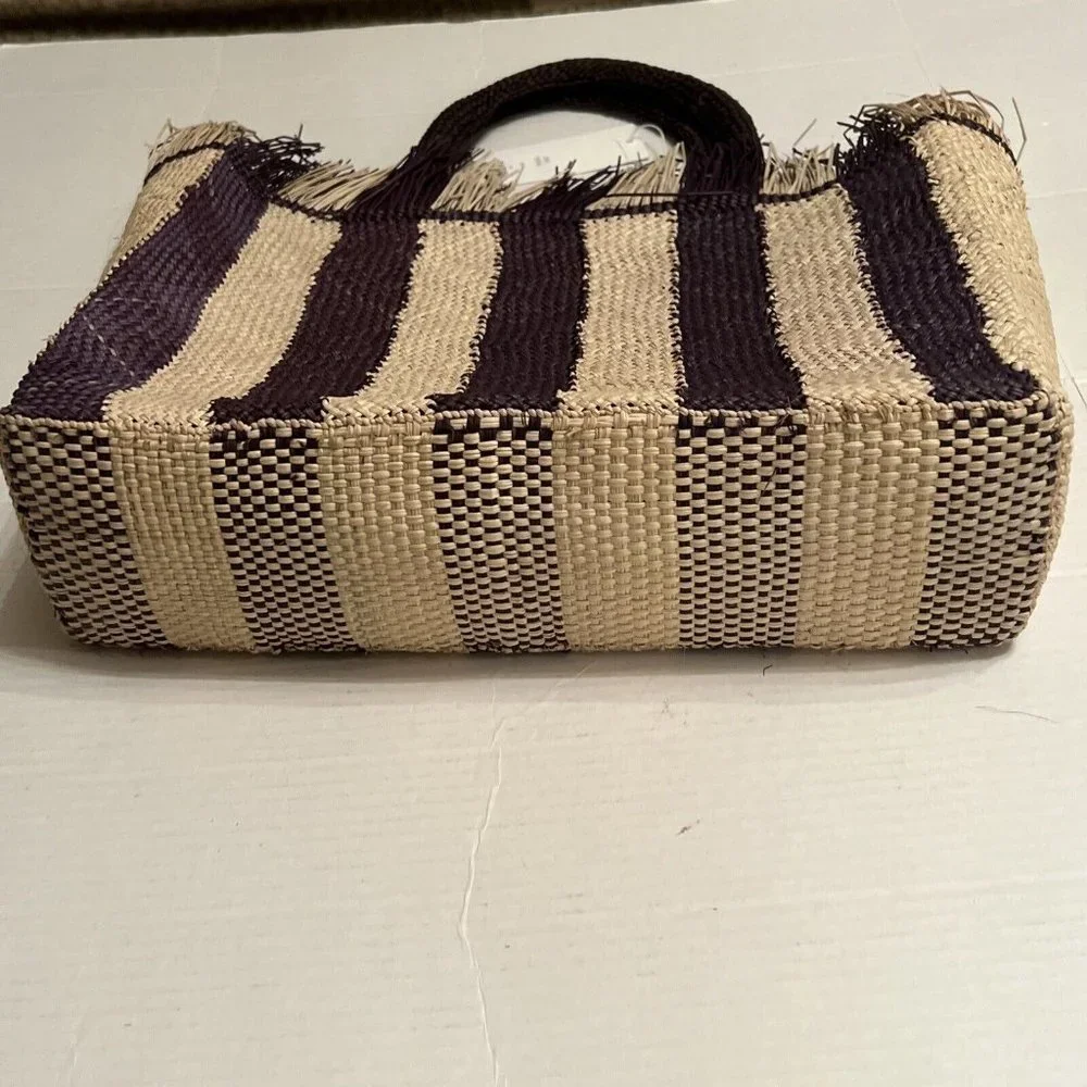 Veronica Beard Dans la Main Bag Handmade Iraca Palm Brown❤️Great gift❤️ - Picture 7 of 12